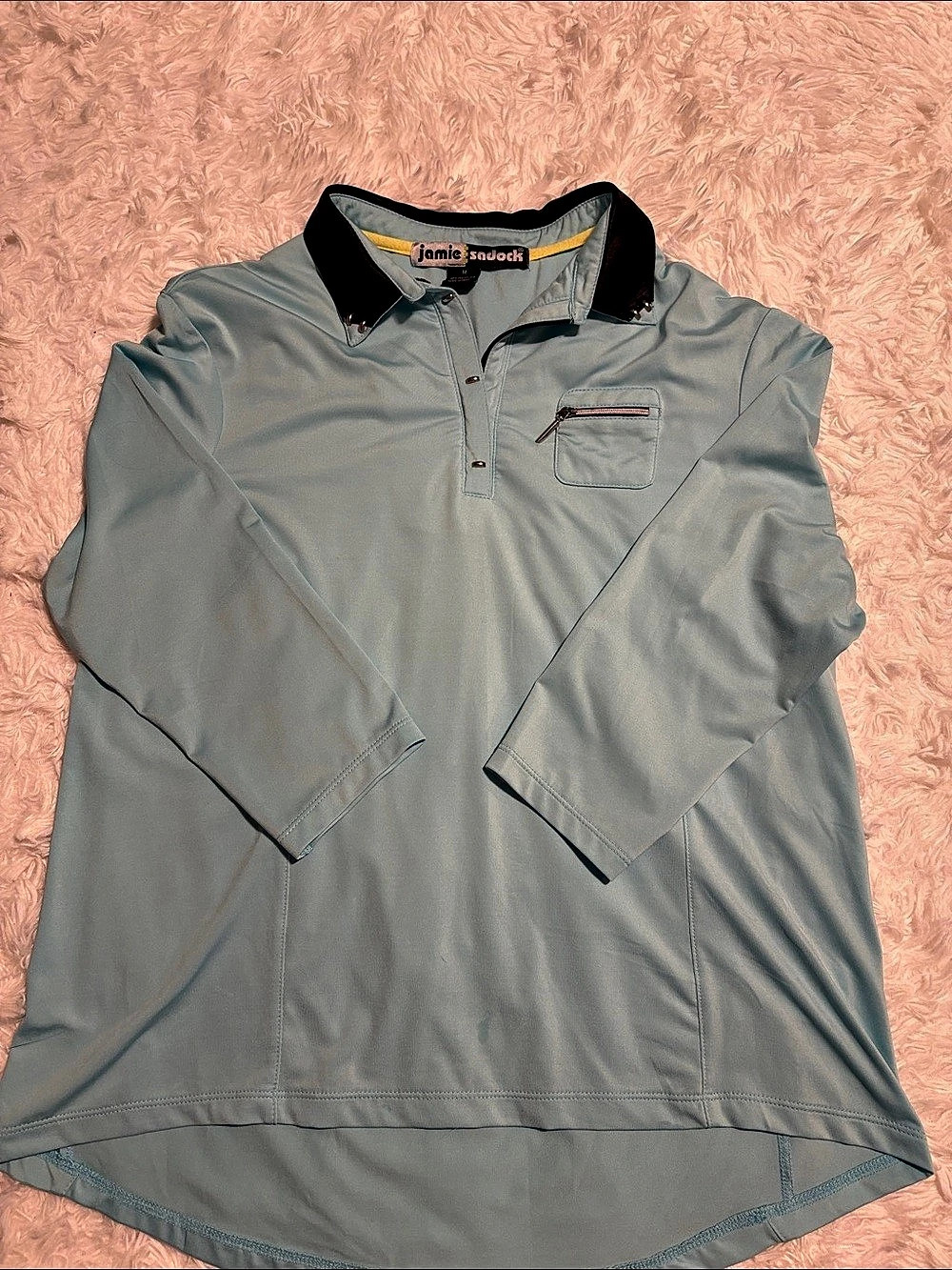 Jamie Sadock 3/4 Sleeve Golf Polo in Blue Size Medium